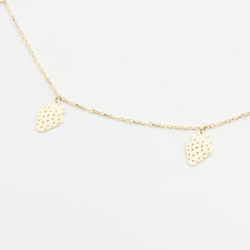 Glorria 14k Solid Gold Strawberry Anklet