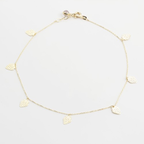 Glorria 14k Solid Gold Strawberry Anklet