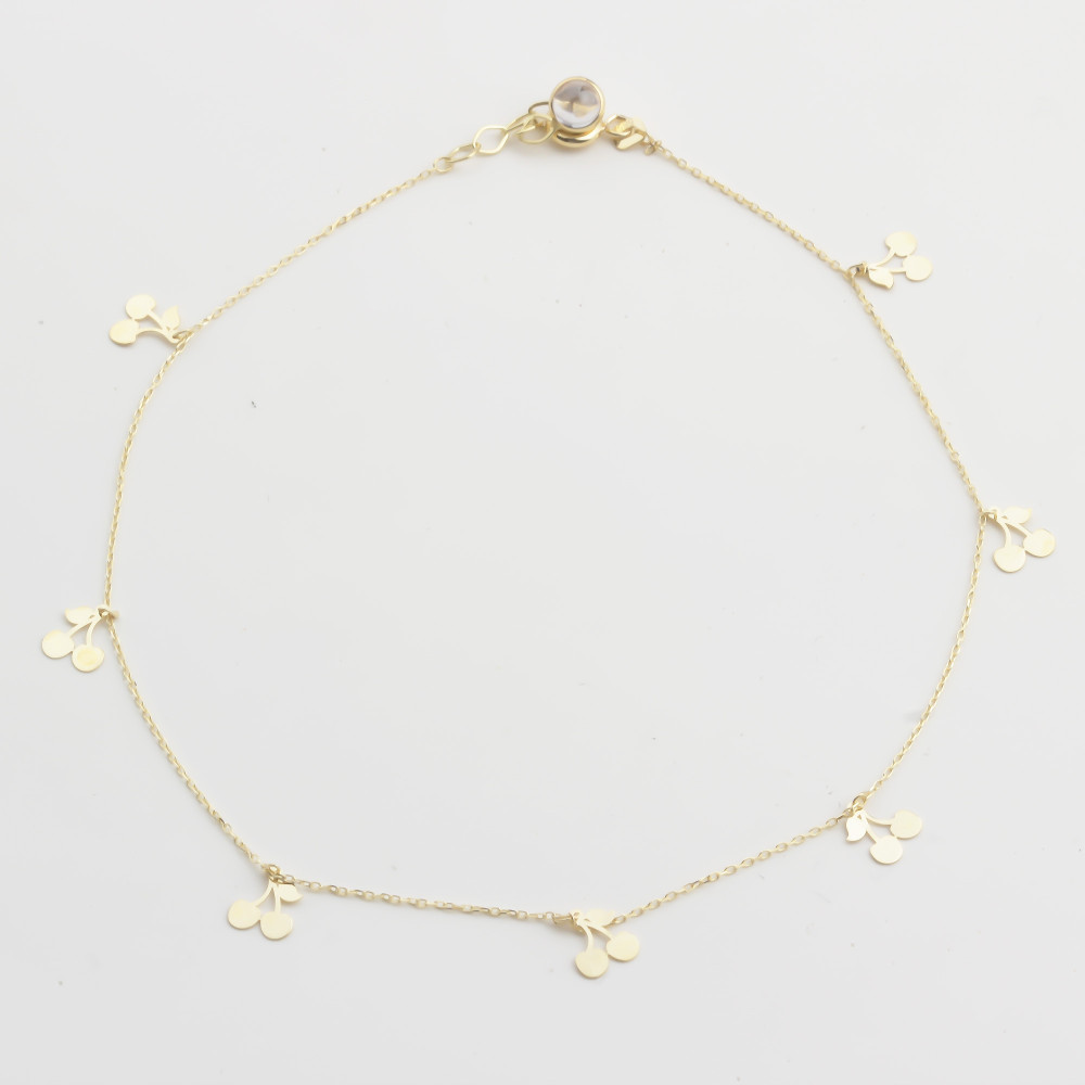 Glorria 14k Solid Gold Cherry Anklet Glorria 14k Solid Gold Cherry Anklet