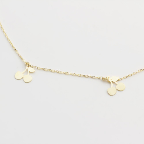 Glorria 14k Solid Gold Cherry Anklet