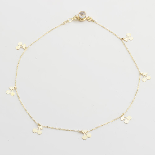 Glorria 14k Solid Gold Cherry Anklet