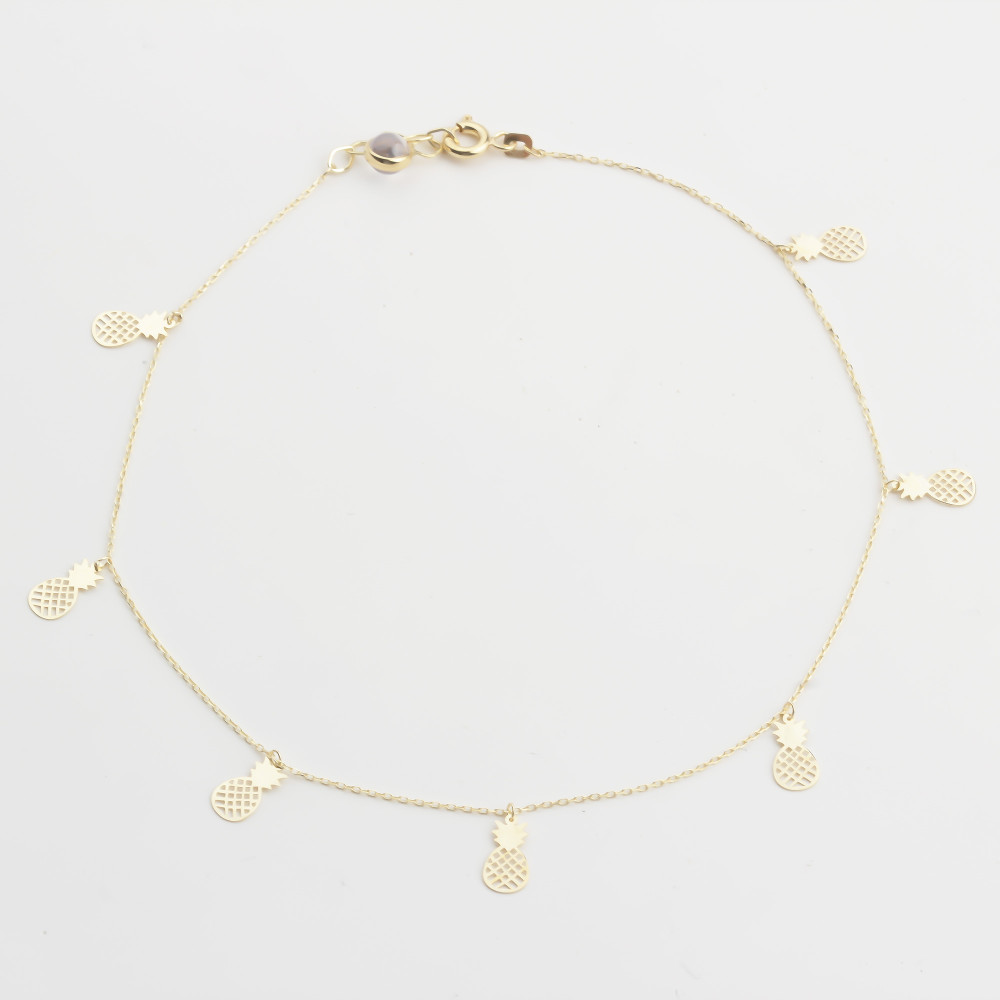 Glorria 14k Solid Gold Pineapple Anklet Glorria 14k Solid Gold Pineapple Anklet