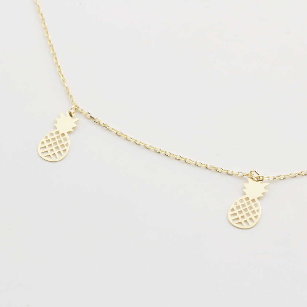 Glorria 14k Solid Gold Pineapple Anklet Glorria 14k Solid Gold Pineapple Anklet