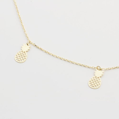 Glorria 14k Solid Gold Pineapple Anklet