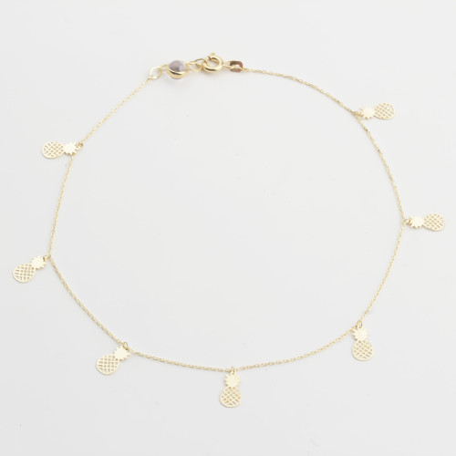 Glorria 14k Solid Gold Pineapple Anklet