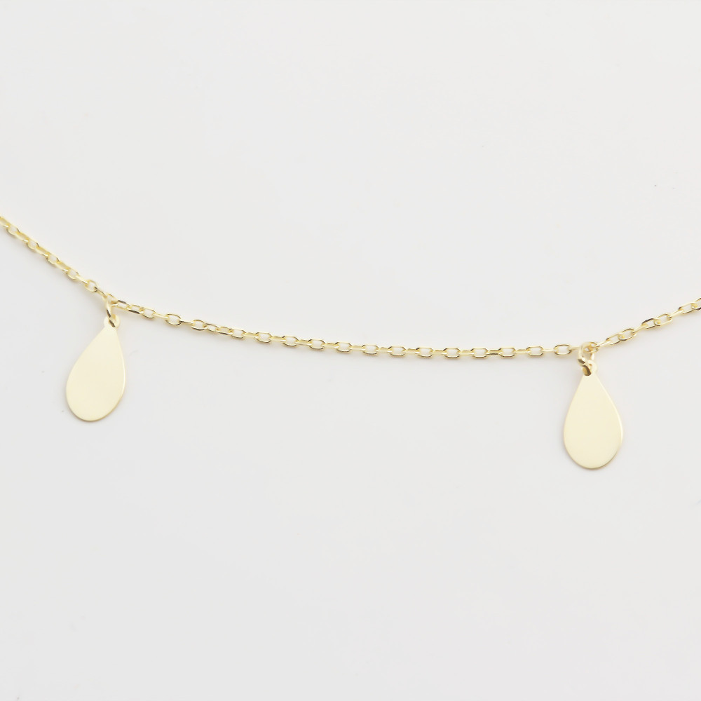 Glorria 14k Solid Gold Water Drop Anklet Glorria 14k Solid Gold Water Drop Anklet