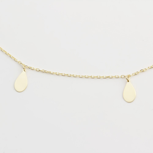 Glorria 14k Solid Gold Water Drop Anklet