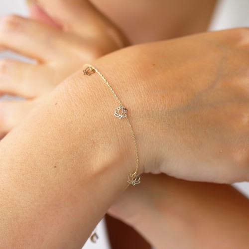Glorria 14k Solid Gold Lotus Bracelet