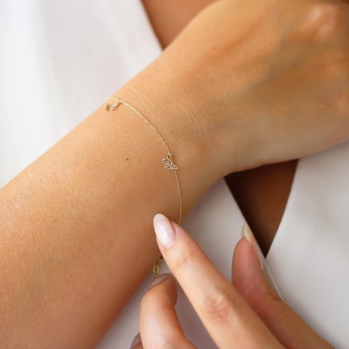 Glorria 14k Solid Gold Butterfly Bracelet