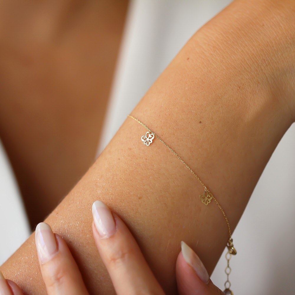 Glorria 14k Solid Gold Flower Bracelet