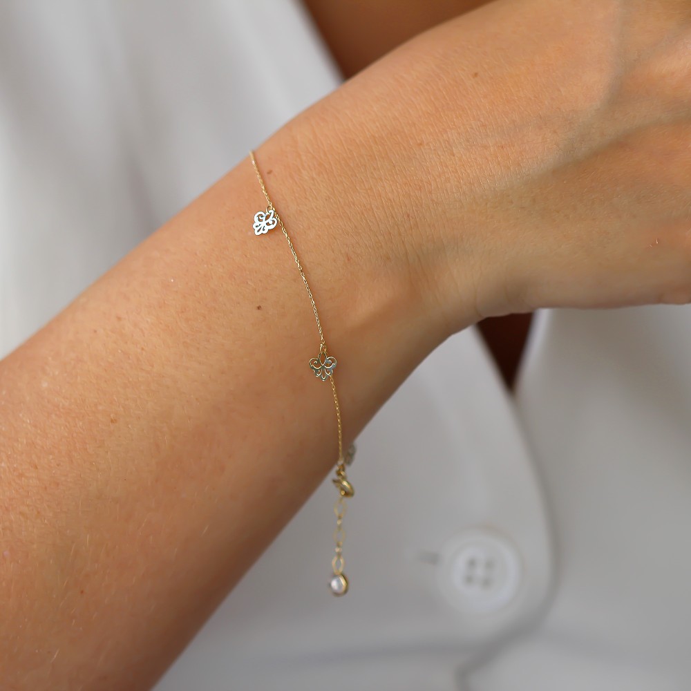 Glorria 14k Solid Gold Flower Bracelet