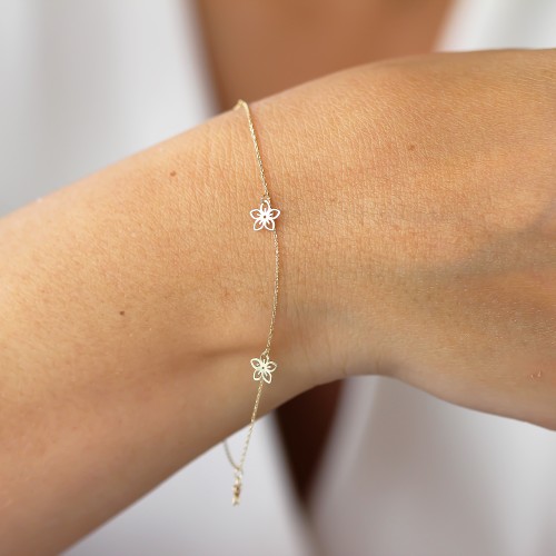 Glorria 14k Solid Gold Flower Bracelet Glorria 14k Solid Gold Flower Bracelet