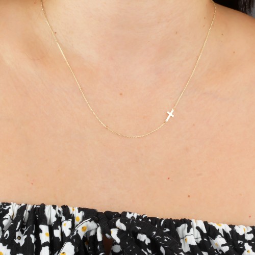 Glorria 14k Solid Gold Cross Necklace Glorria 14k Solid Gold Cross Necklace