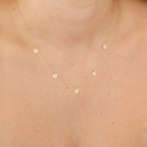 Glorria 14k Solid Gold Flower Necklace