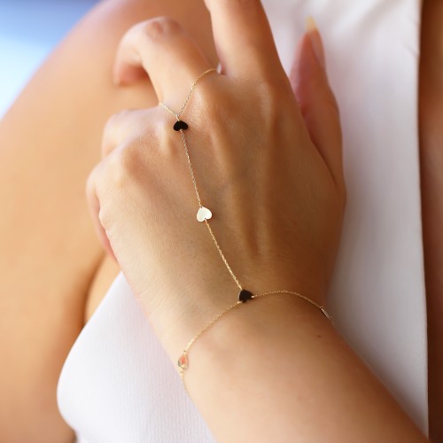 Glorria 14k Solid Gold Heart Hand Chain Glorria 14k Solid Gold Heart Hand Chain