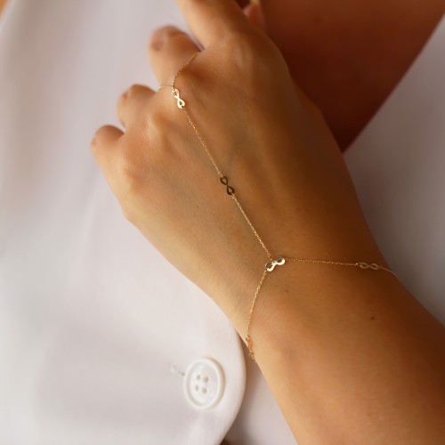 Glorria 14k Solid Gold Infinity Hand Chain Glorria 14k Solid Gold Infinity Hand Chain