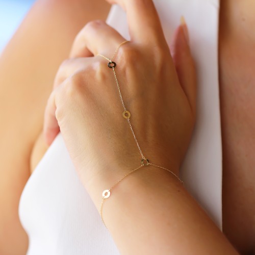 Glorria 14k Solid Gold Hoop Hand Chain Glorria 14k Solid Gold Hoop Hand Chain