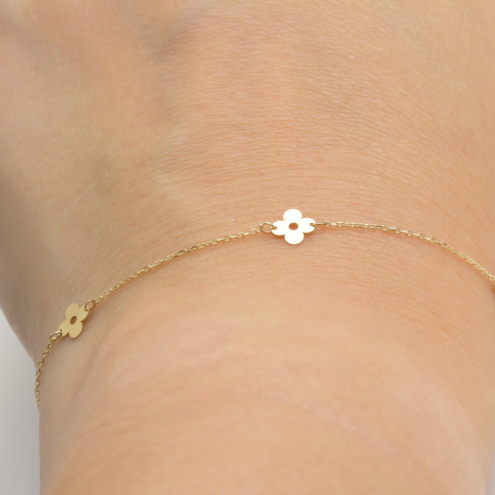 Glorria 14k Solid Gold Flower Bracelet Glorria 14k Solid Gold Flower Bracelet