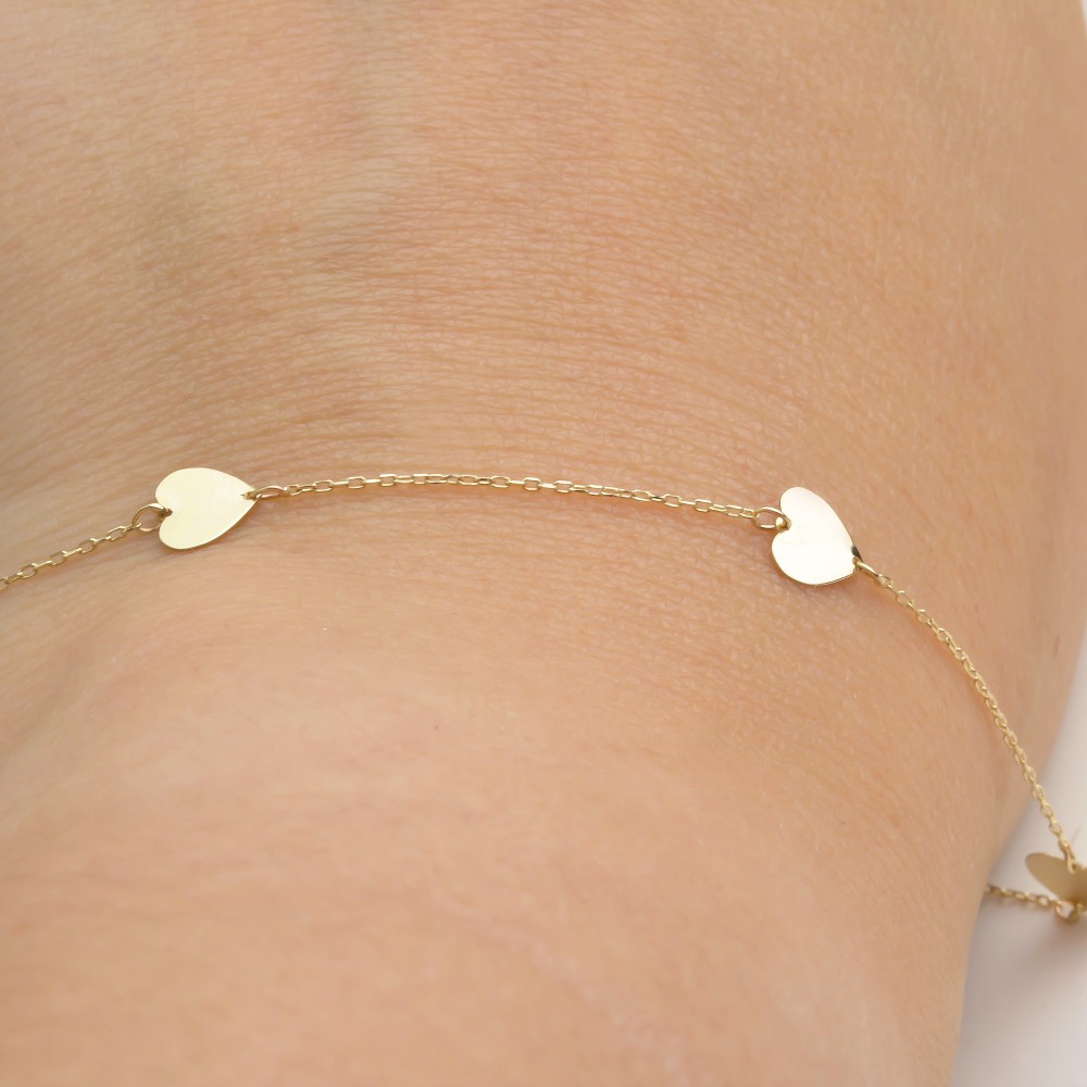 Glorria 14k Solid Gold Heart Bracelet Glorria 14k Solid Gold Heart Bracelet