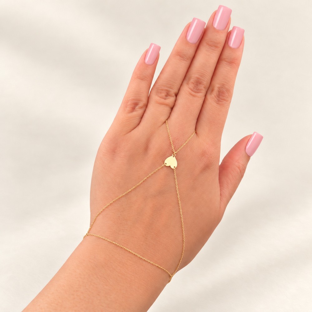 Glorria 14k Solid Gold Heart Hand Chain Glorria 14k Solid Gold Heart Hand Chain