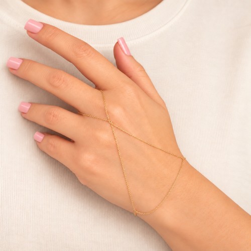 Glorria 14k Solid Gold Chain Hand Chain
