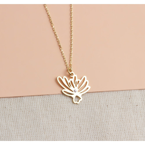Glorria 925k Sterling Silver Personalized Birth Flower Necklace