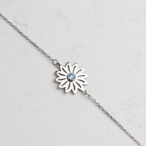 Glorria 925k Sterling Silver Personalized Birth Flower and Birthstone Bracelet Glorria 925k Sterling Silver Personalized Birth Flower and Birthstone Bracelet