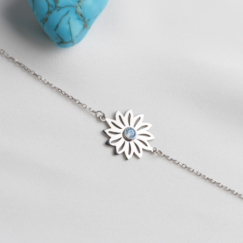 Glorria 925k Sterling Silver Personalized Birth Flower and Birthstone Bracelet Glorria 925k Sterling Silver Personalized Birth Flower and Birthstone Bracelet