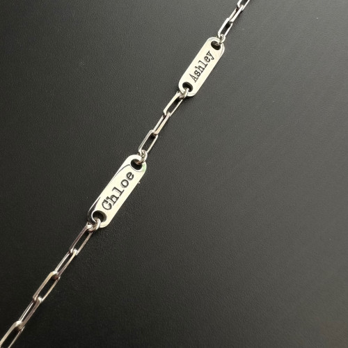 Glorria 925k Sterling Silver Personalized Paper Clip Bracelet Glorria 925k Sterling Silver Personalized Paper Clip Bracelet