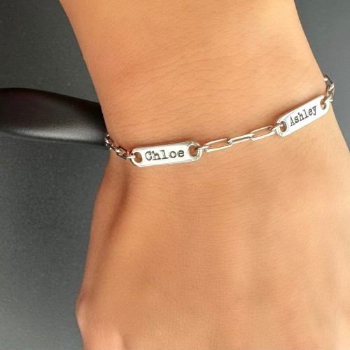 Glorria 925k Sterling Silver Personalized Paper Clip Bracelet Glorria 925k Sterling Silver Personalized Paper Clip Bracelet