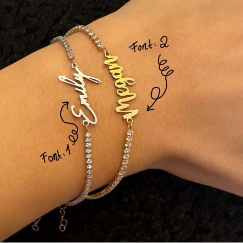 Glorria 925k Sterling Silver Personalized Tennis Bracelet Glorria 925k Sterling Silver Personalized Tennis Bracelet