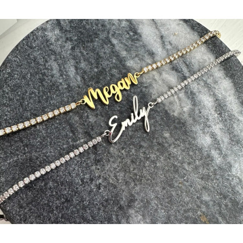 Glorria 925k Sterling Silver Personalized Tennis Bracelet Glorria 925k Sterling Silver Personalized Tennis Bracelet