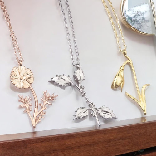 Glorria 925k Sterling Silver Personalized Birth Flower Necklace Glorria 925k Sterling Silver Personalized Birth Flower Necklace