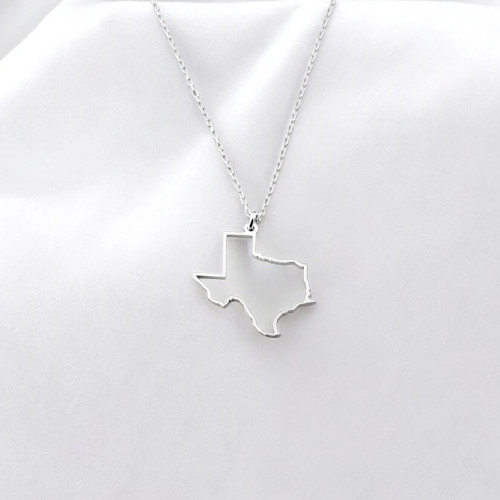 Glorria 925k Sterling Silver Personalized USA State Map Necklace Glorria 925k Sterling Silver Personalized USA State Map Necklace