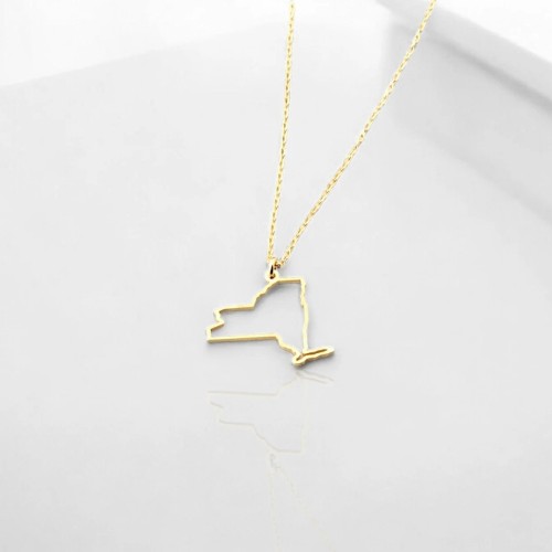 Glorria 925k Sterling Silver Personalized USA State Map  Necklace