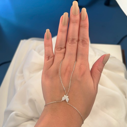 Glorria Sterling Silver Butterfly Hand Chain Bracelet
