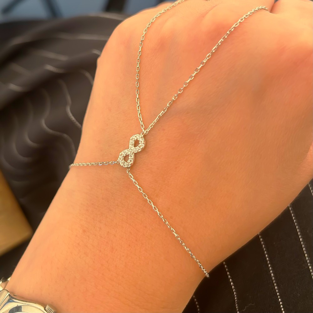 Glorria Sterling Silver Infinity Hand Chain Bracelet Glorria Sterling Silver Infinity Hand Chain Bracelet