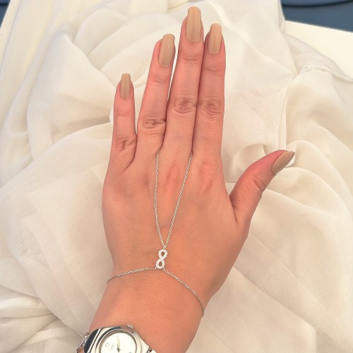 Glorria Sterling Silver Infinity Hand Chain Bracelet