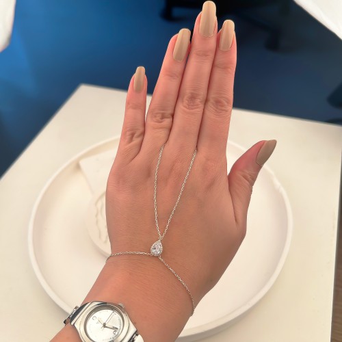 Glorria Sterling Silver Halo Hand Chain Bracelet