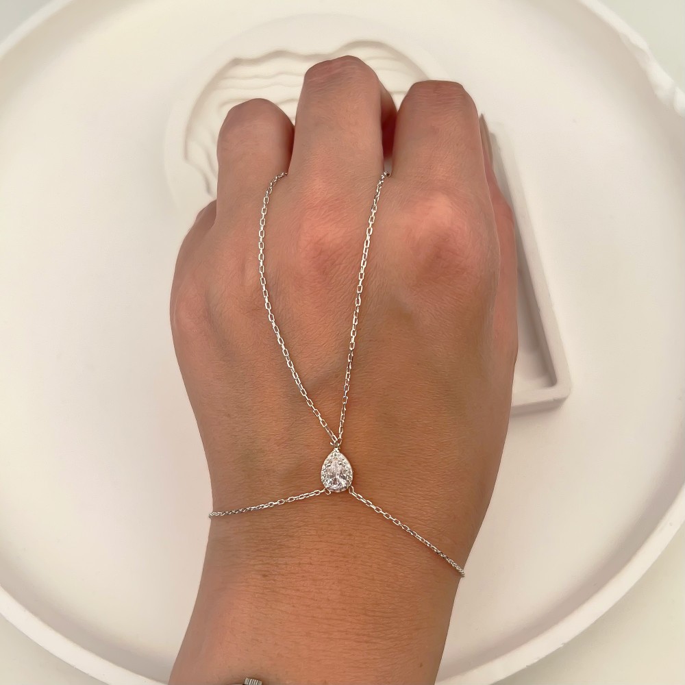 Glorria Sterling Silver Halo Hand Chain Bracelet Glorria Sterling Silver Halo Hand Chain Bracelet