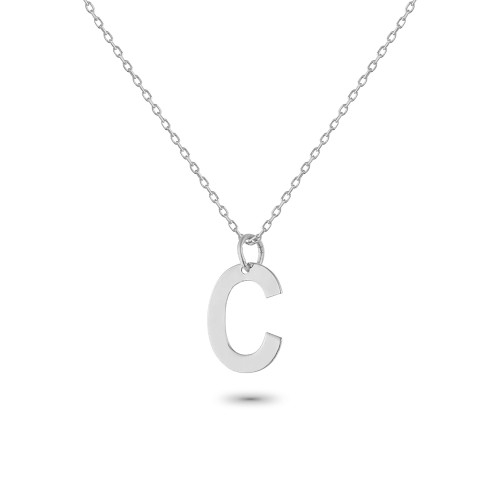 Glorria 925k Sterling Silver Letter C Necklace