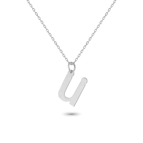 Glorria 925k Sterling Silver Letter Ü Necklace