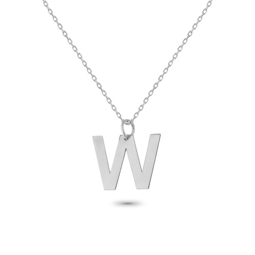 Glorria 925k Sterling Silver Letter W Necklace