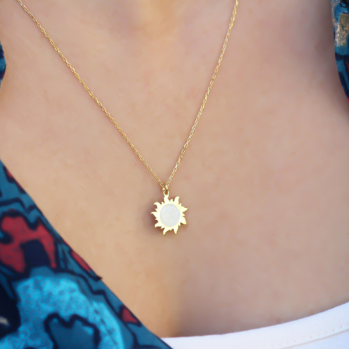 Glorria 925k Sterling Silver Sun Necklace