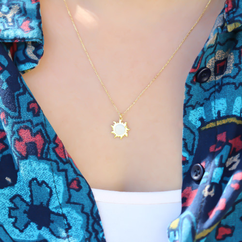 Glorria 925k Sterling Silver Sun Necklace