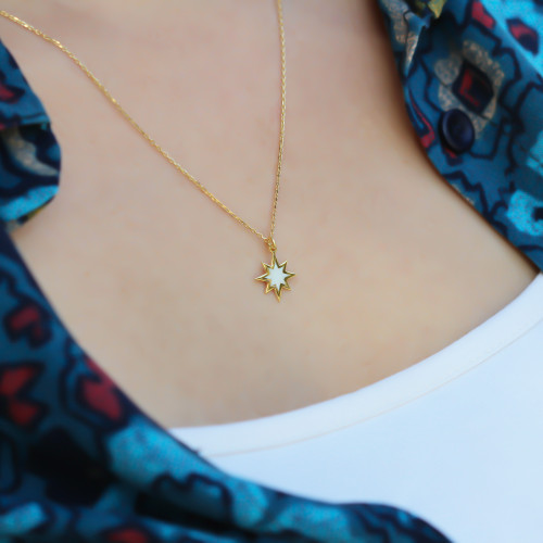 Glorria 925k Sterling Silver Pole Star Necklace
