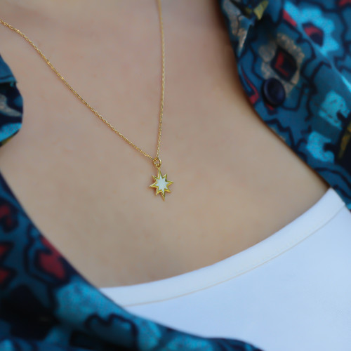 Glorria 925k Sterling Silver Pole Star Necklace