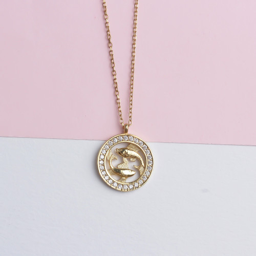 Glorria 925k Sterling Silver Pisces Zodiac Necklace