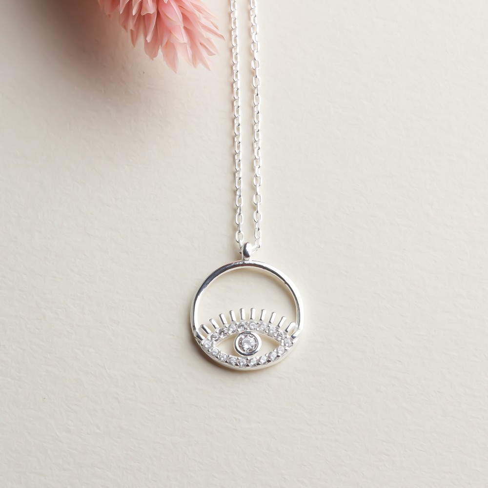 Glorria 925k Sterling Silver Eye Necklace