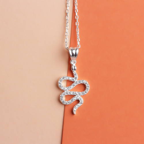 Glorria 925k Sterling Silver Snake Necklace